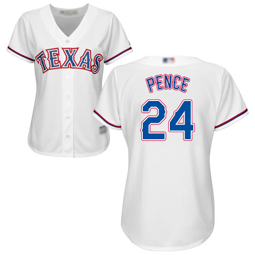 Rangers #24 Hunter Pence White Home Women's Stitched MLB Jersey